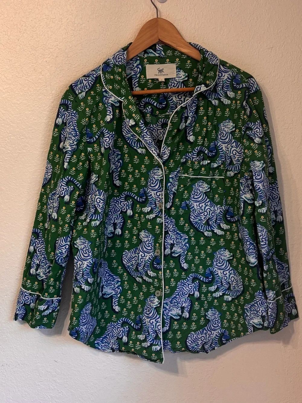 Printfresh Jade Tiger Queen Pajama Top Small